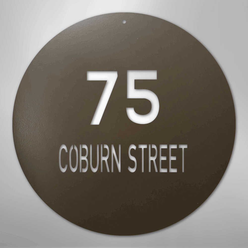 Custom Metal Sign - Personalized Round House Number Plaque Stone