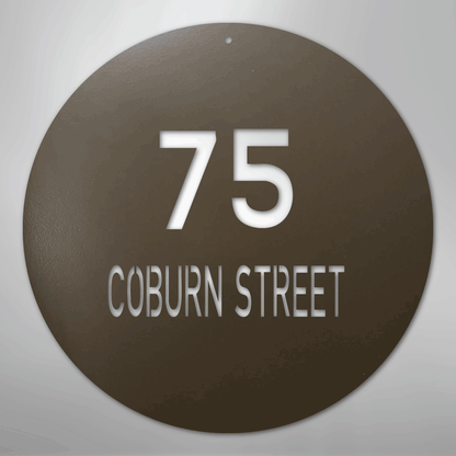 Custom Metal Sign - Personalized Round House Number Plaque Stone