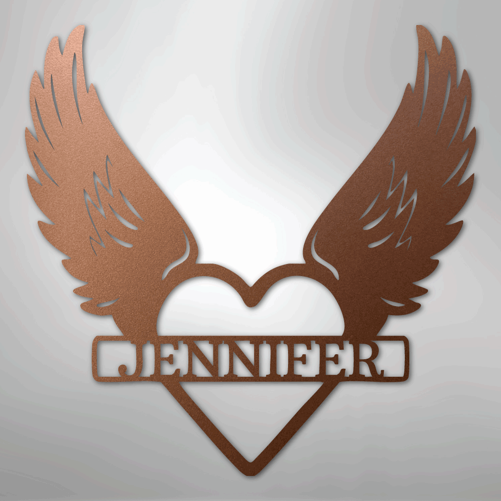 Custom Metal Wall Art - Angel Wing Remembrance Sign Copper