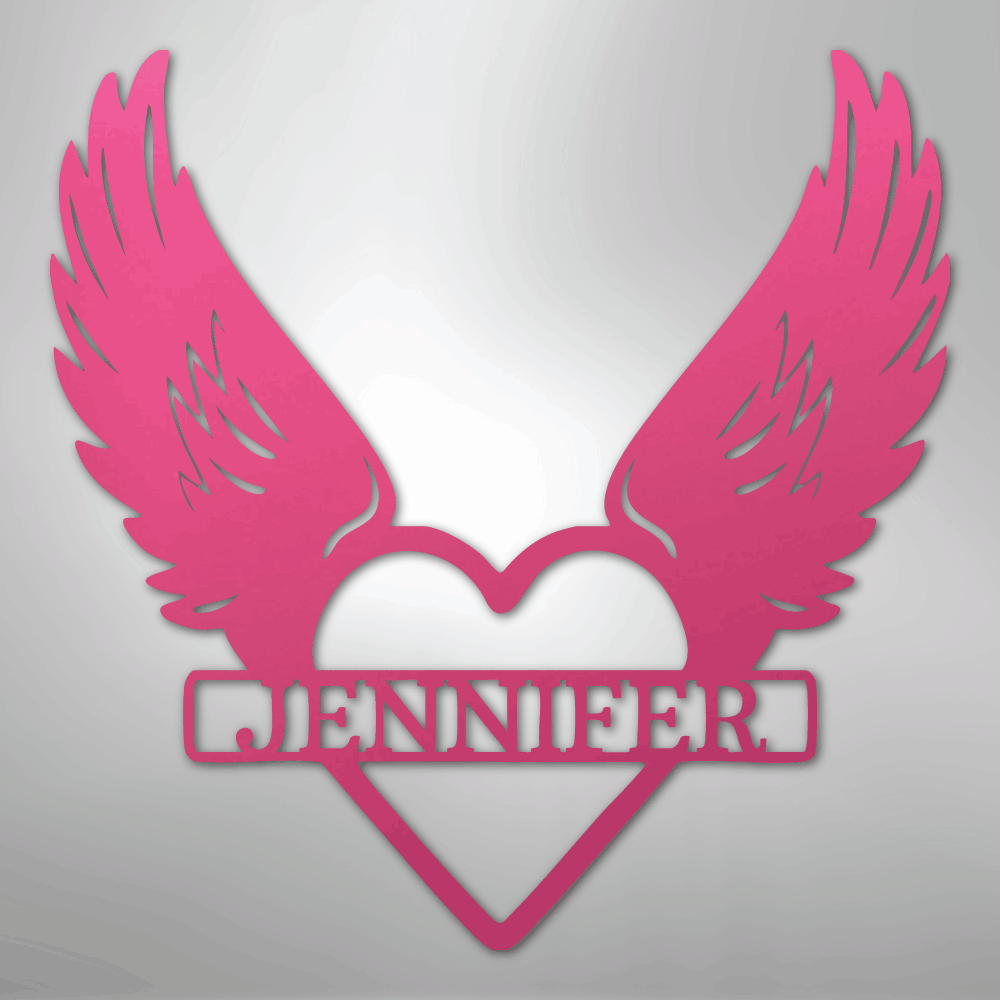 Custom Metal Wall Art - Angel Wing Remembrance Sign Pink