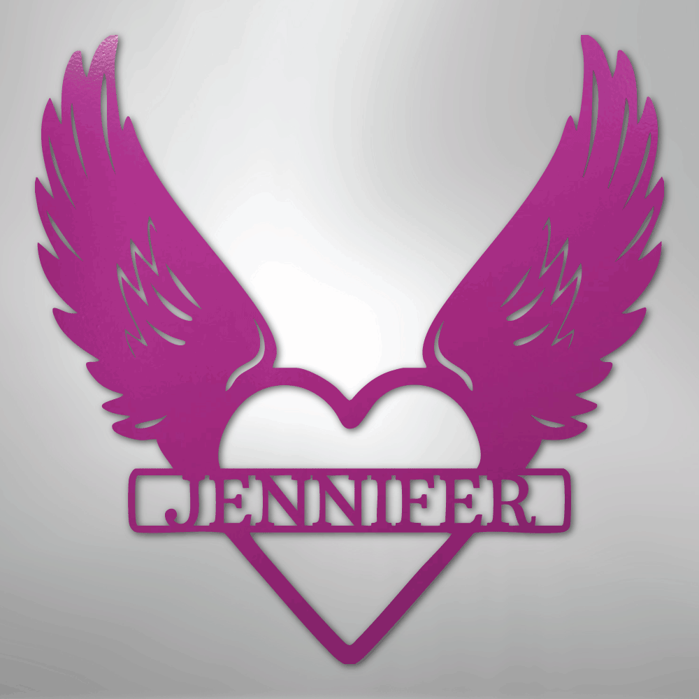 Custom Metal Wall Art - Angel Wing Remembrance Sign Purple