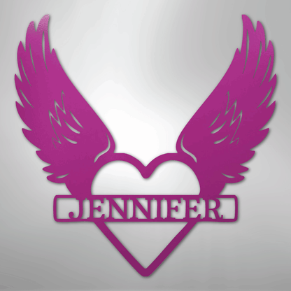Custom Metal Wall Art - Angel Wing Remembrance Sign Purple