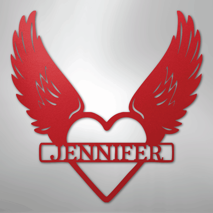 Custom Metal Wall Art - Angel Wing Remembrance Sign Red