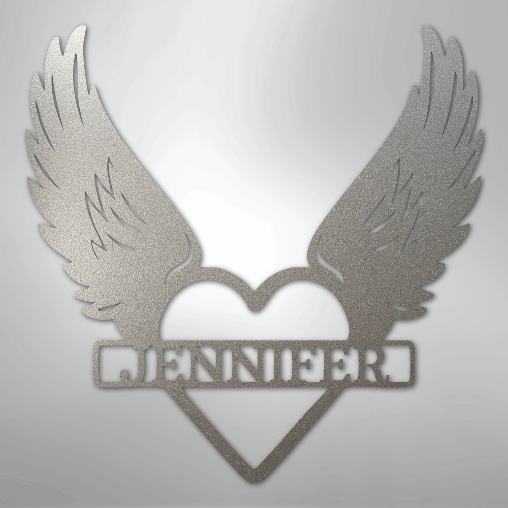 Custom Metal Wall Art - Angel Wing Remembrance Sign Silver