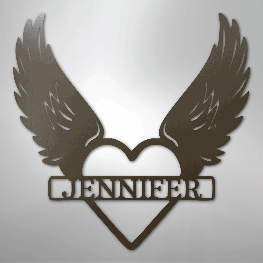 Custom Metal Wall Art - Angel Wing Remembrance Sign Stone
