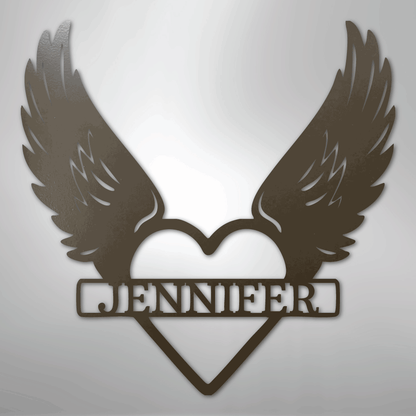 Custom Metal Wall Art - Angel Wing Remembrance Sign Stone