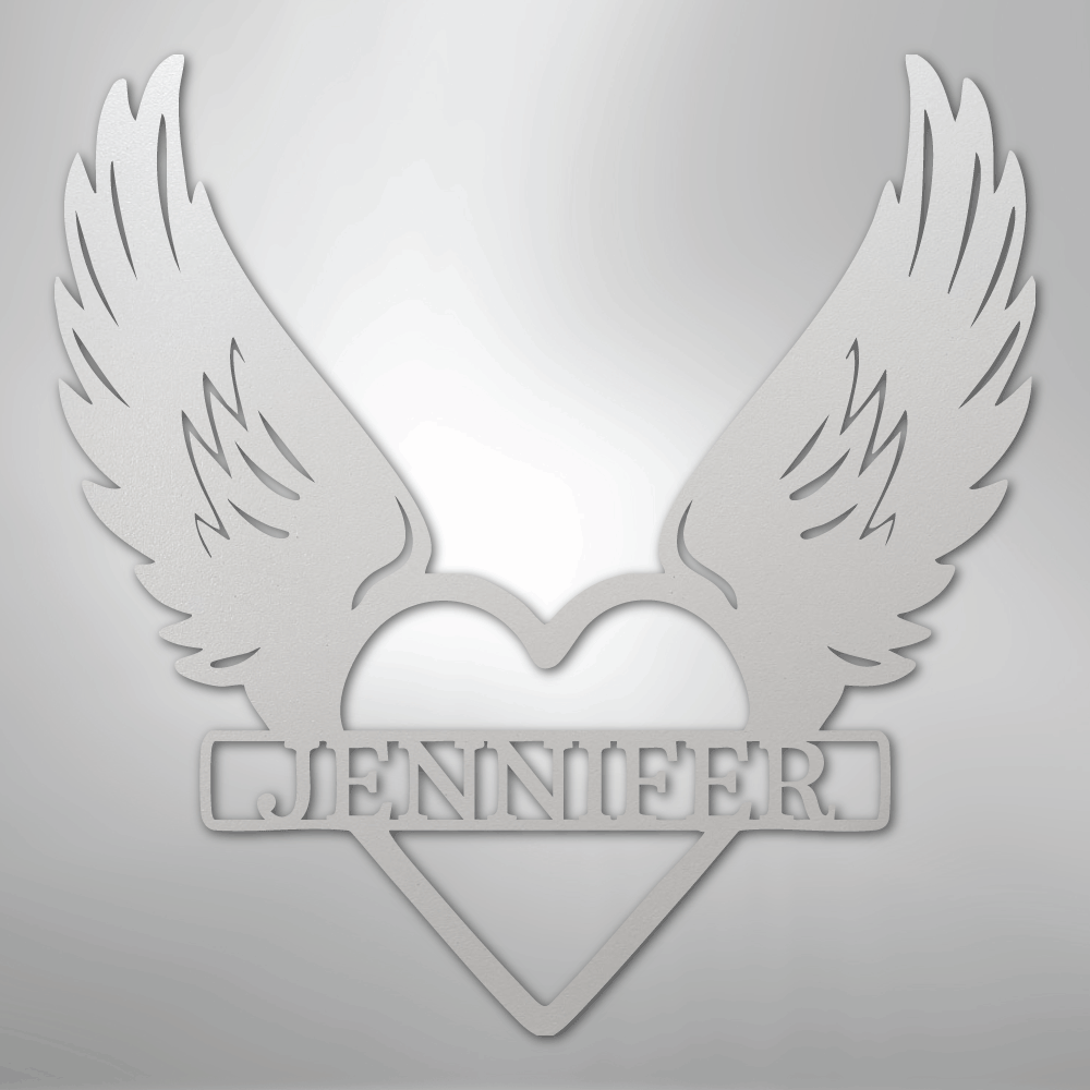Custom Metal Wall Art - Angel Wing Remembrance Sign White