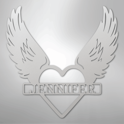 Custom Metal Wall Art - Angel Wing Remembrance Sign White