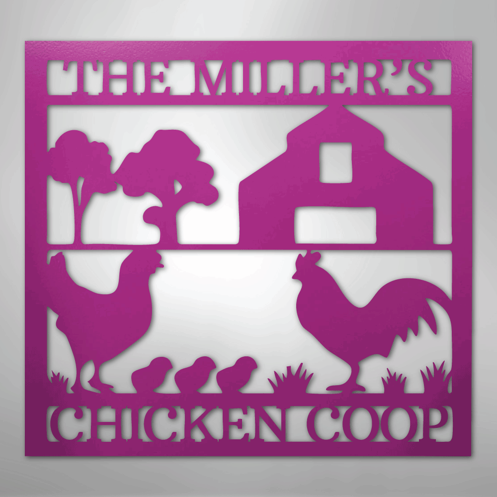 Custom Metal Wall Art - Homestead Chicken Coop Sign Purple