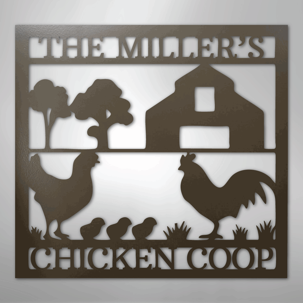Custom Metal Wall Art - Homestead Chicken Coop Sign Stone
