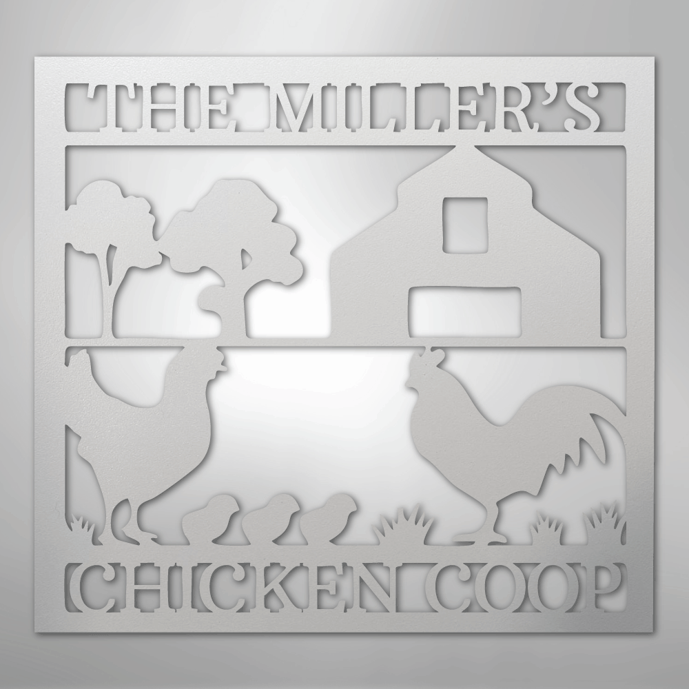 Custom Metal Wall Art - Homestead Chicken Coop Sign White