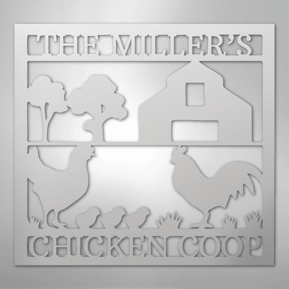 Custom Metal Wall Art - Homestead Chicken Coop Sign White