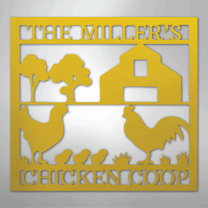 Custom Metal Wall Art - Homestead Chicken Coop Sign Yellow