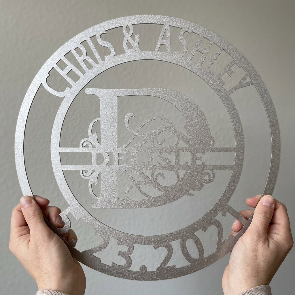 Custom Metal Wall Art - Personalized Split Letter Name Sign Silver