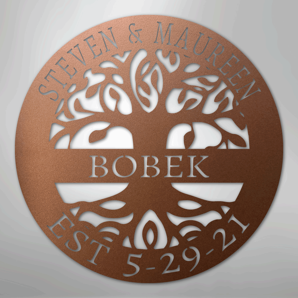 Custom Metal Wall Art - Personalized Tree of Life Sign Copper