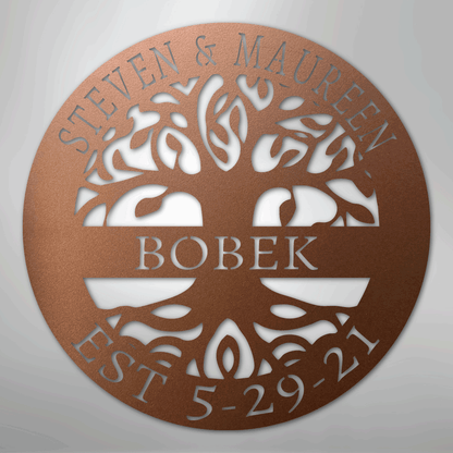 Custom Metal Wall Art - Personalized Tree of Life Sign Copper