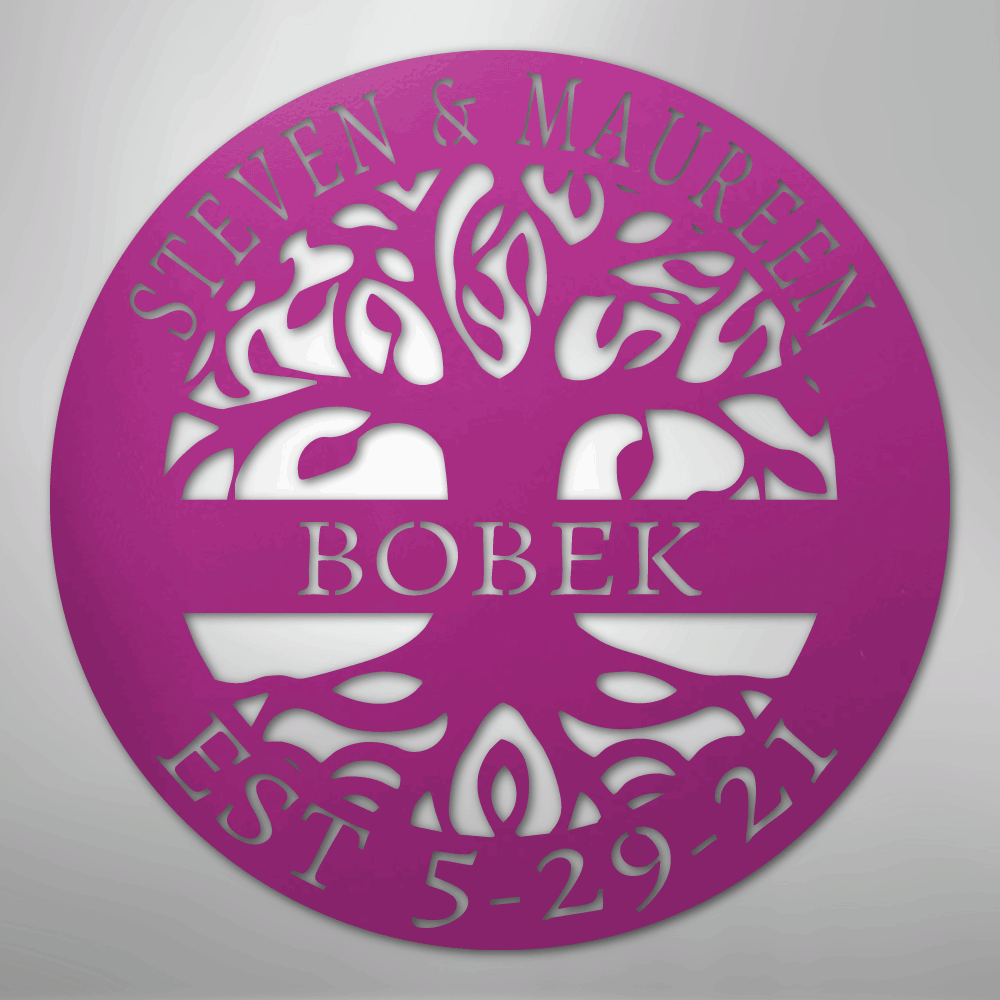 Custom Metal Wall Art - Personalized Tree of Life Sign Purple