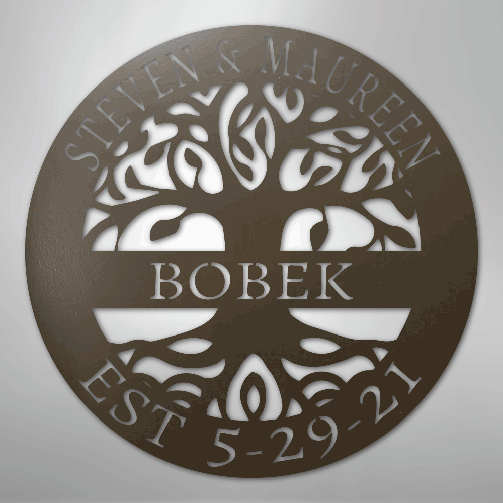 Custom Metal Wall Art - Personalized Tree of Life Sign Stone