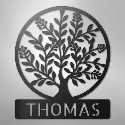 Custom Metal Wall Art - Personalized Tree of Life Name Monogram Sign