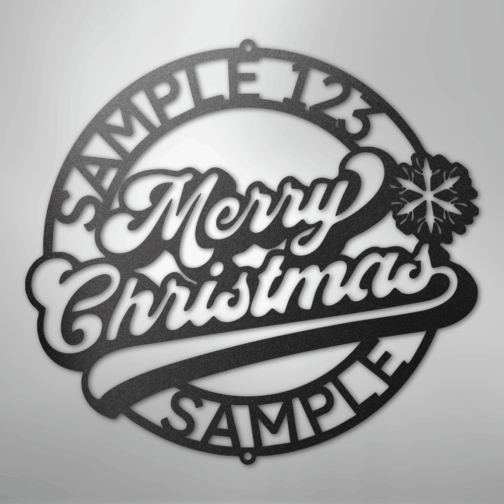 Custom Metal Wall Art - Personalized Christmas Monogram Sign Black