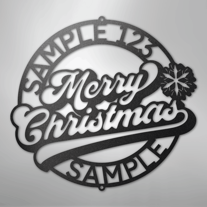 Custom Metal Wall Art - Personalized Christmas Monogram Sign Black