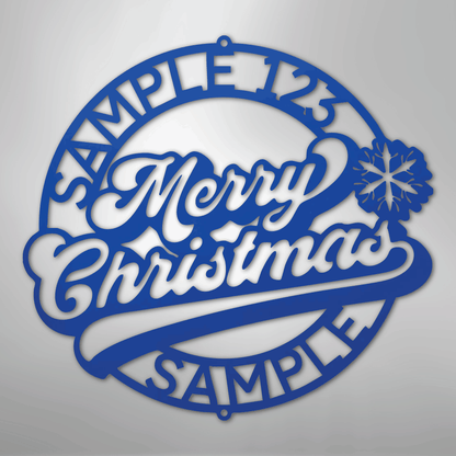 Custom Metal Wall Art - Personalized Christmas Monogram Sign Blue