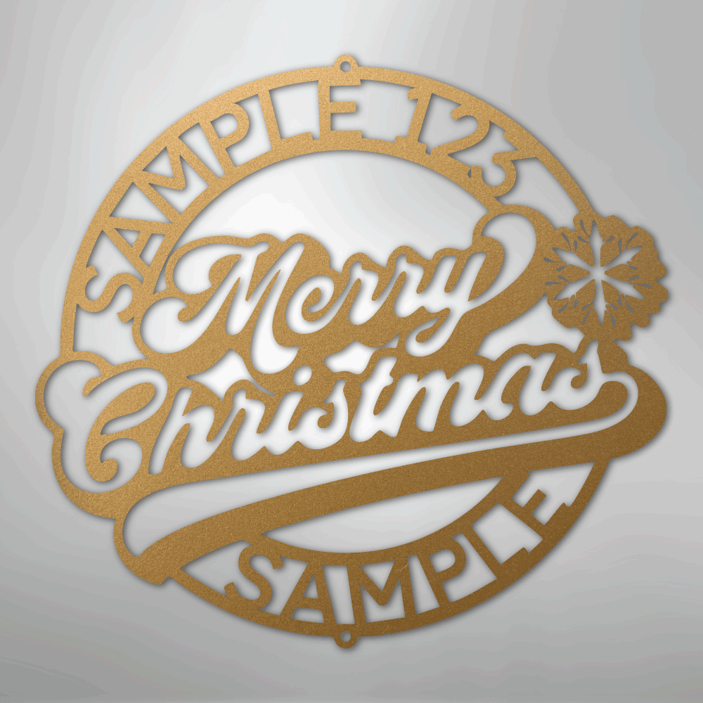 Custom Metal Wall Art - Personalized Christmas Monogram Sign Gold