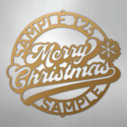 Custom Metal Wall Art - Personalized Christmas Monogram Sign Gold