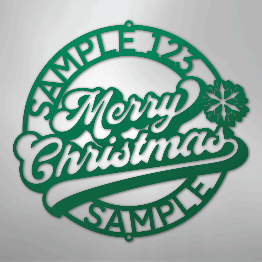 Custom Metal Wall Art - Personalized Christmas Monogram Sign Green