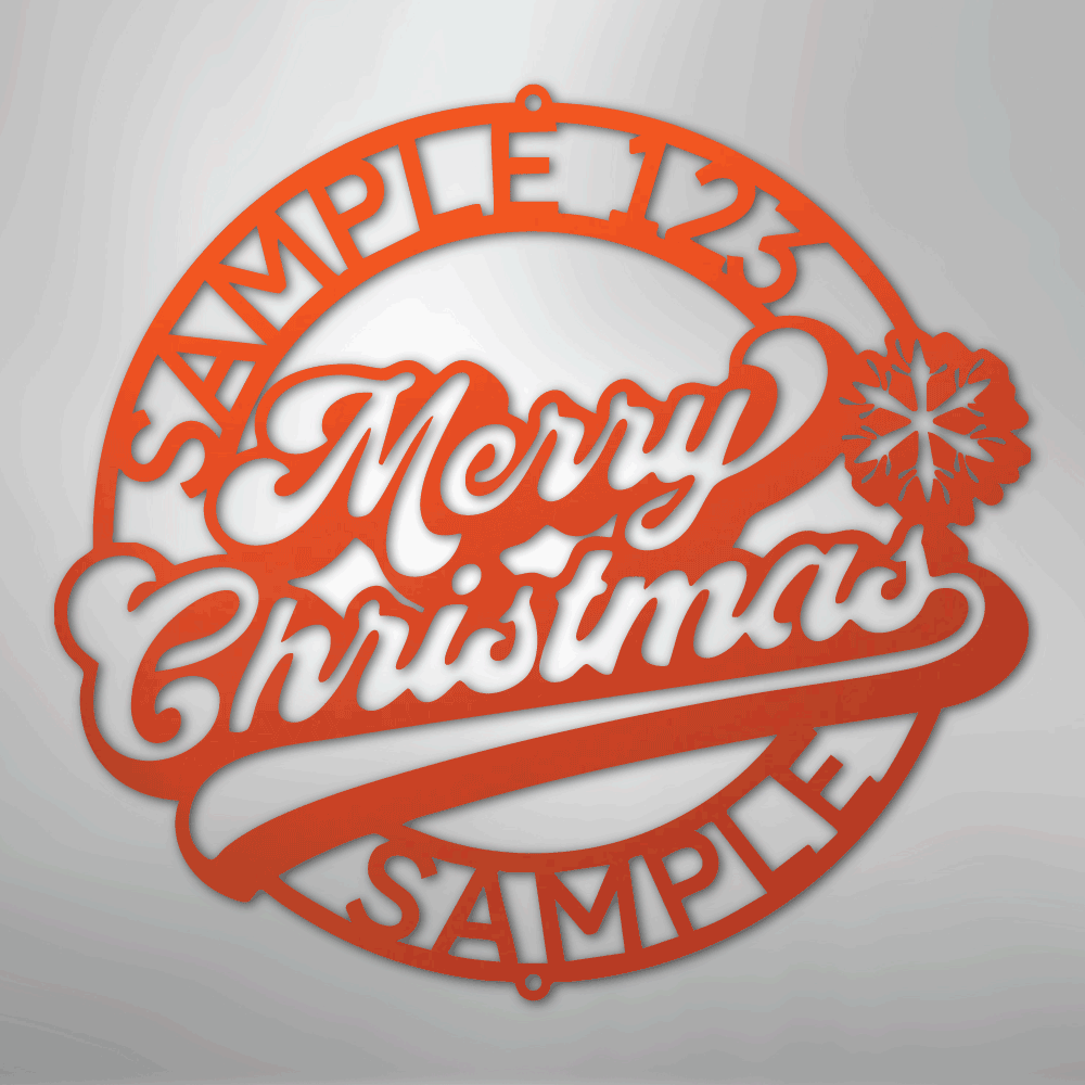 Custom Metal Wall Art - Personalized Christmas Monogram Sign Orange