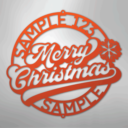 Custom Metal Wall Art - Personalized Christmas Monogram Sign Orange