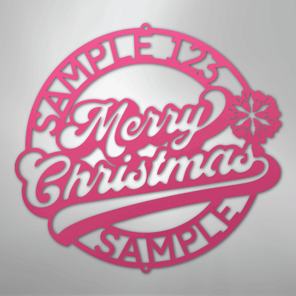 Custom Metal Wall Art - Personalized Christmas Monogram Sign Pink
