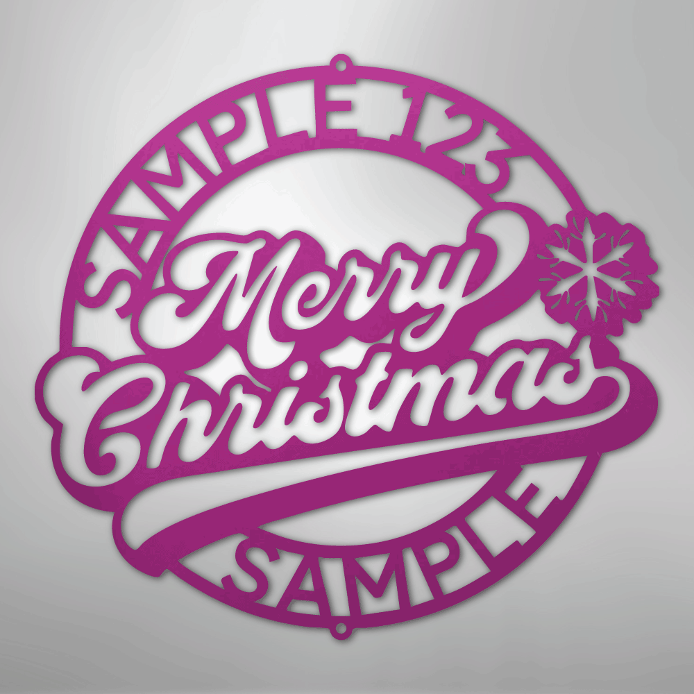 Custom Metal Wall Art - Personalized Christmas Monogram Sign Purple