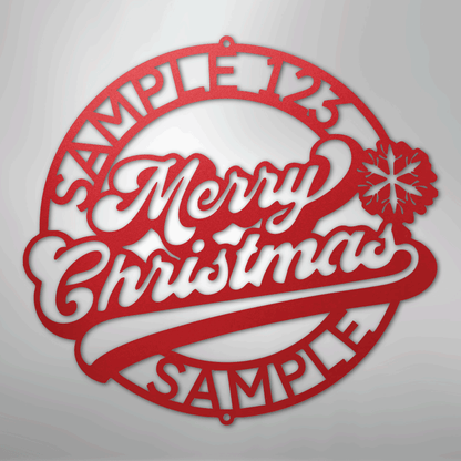 Custom Metal Wall Art - Personalized Christmas Monogram Sign Red