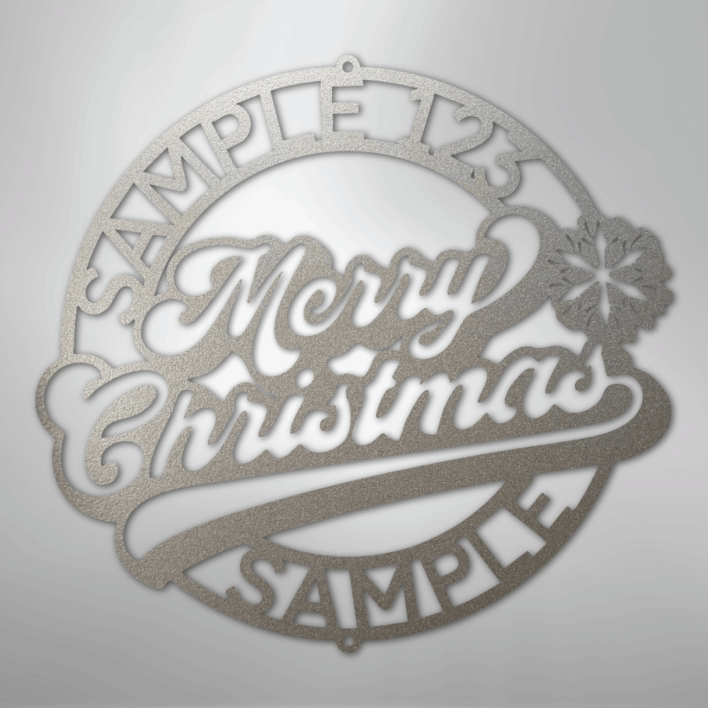 Custom Metal Wall Art - Personalized Christmas Monogram Sign Silver