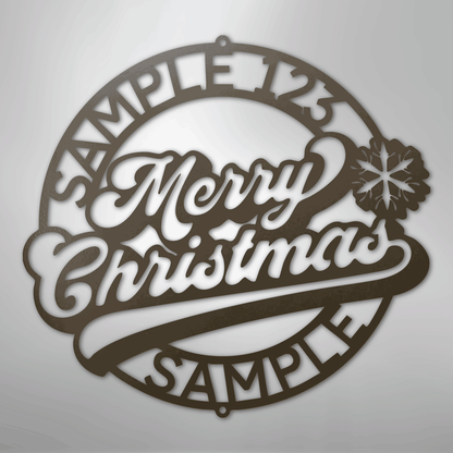 Custom Metal Wall Art - Personalized Christmas Monogram Sign Stone