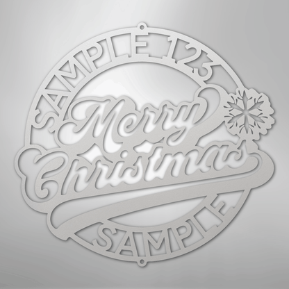 Custom Metal Wall Art - Personalized Christmas Monogram Sign White