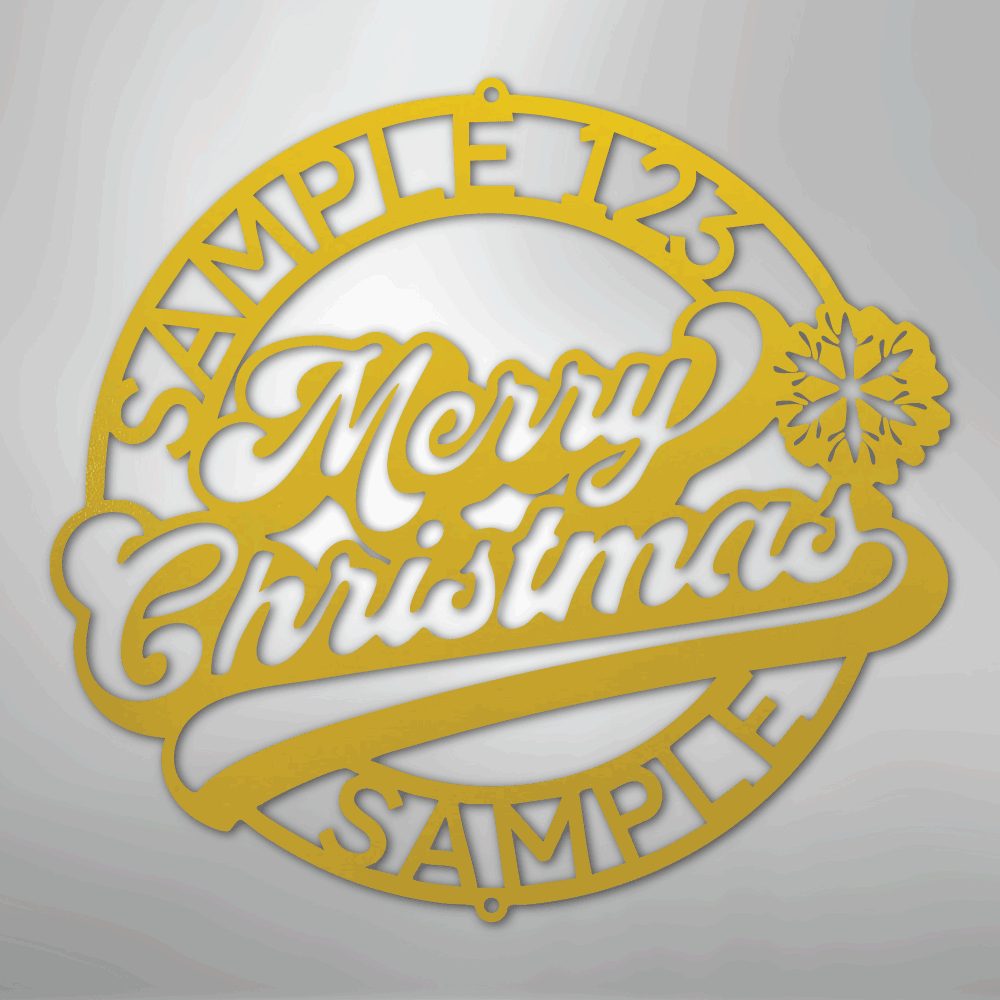 Custom Metal Wall Art - Personalized Christmas Monogram Sign Yellow