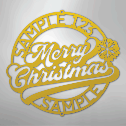 Custom Metal Wall Art - Personalized Christmas Monogram Sign Yellow