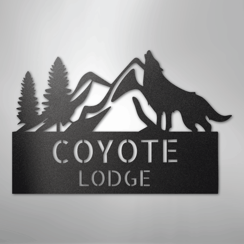 Custom Metal Wall Art - Personalized Coyote Sign