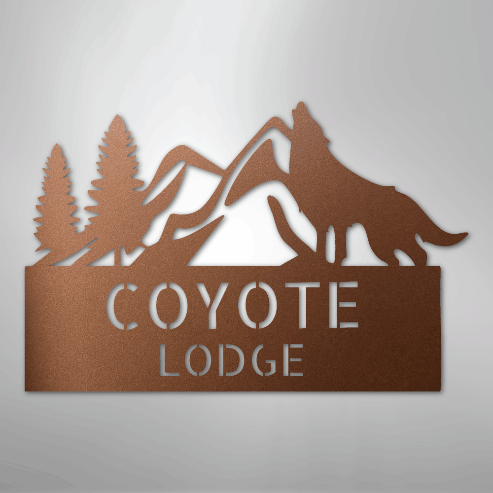 Custom Metal Wall Art - Personalized Coyote Sign Copper