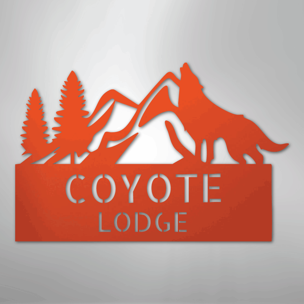 Custom Metal Wall Art - Personalized Coyote Sign Orange