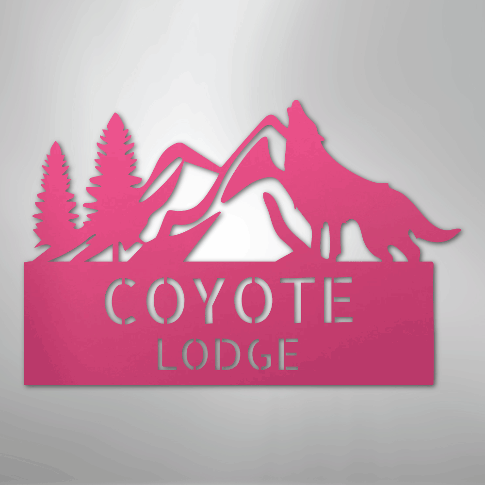 Custom Metal Wall Art - Personalized Coyote Sign Pink