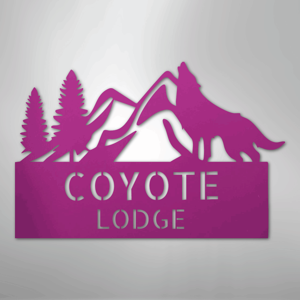 Custom Metal Wall Art - Personalized Coyote Sign Purple
