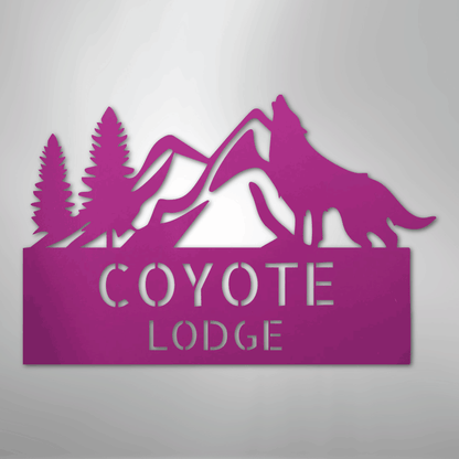 Custom Metal Wall Art - Personalized Coyote Sign Purple