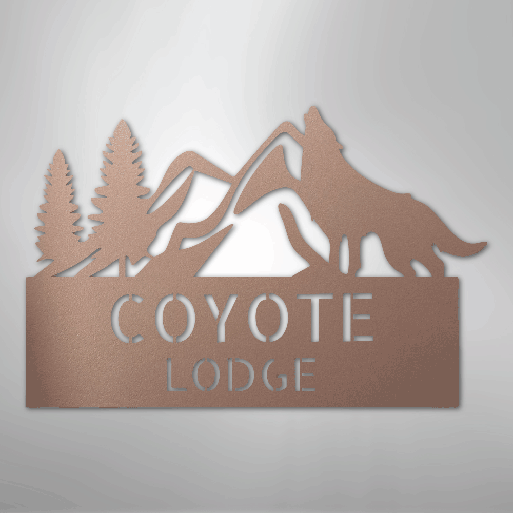 Custom Metal Wall Art - Personalized Coyote Sign Rose