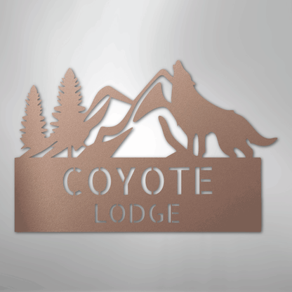 Custom Metal Wall Art - Personalized Coyote Sign Rose