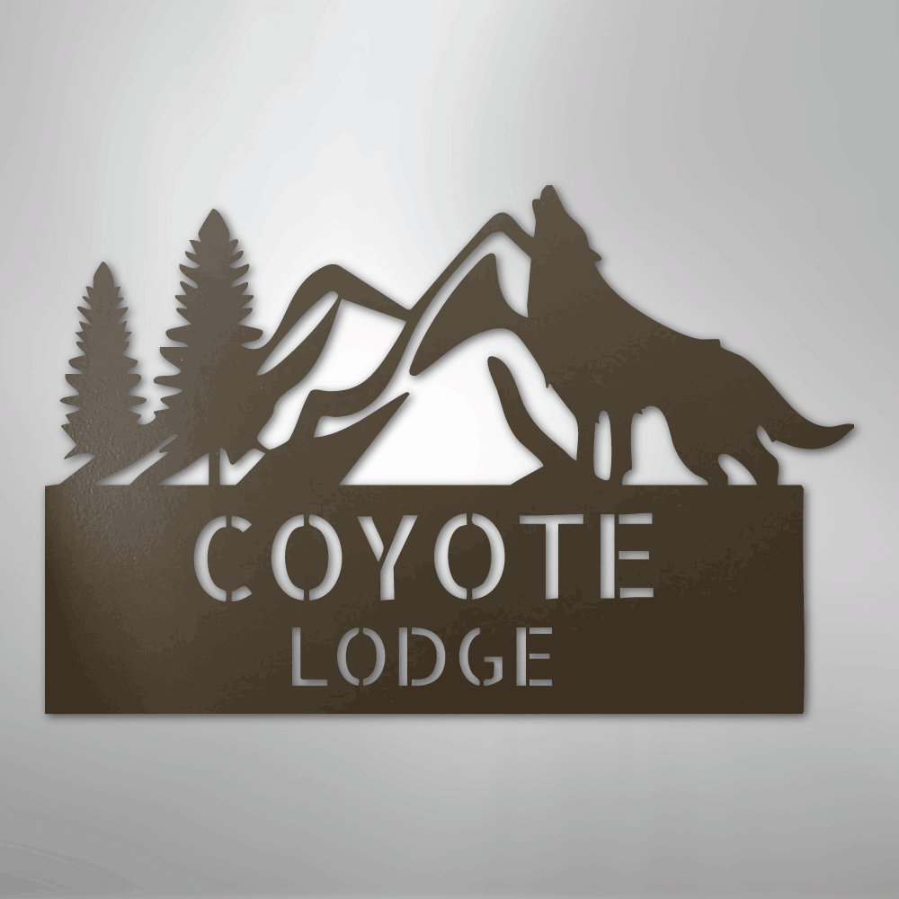 Custom Metal Wall Art - Personalized Coyote Sign Stone