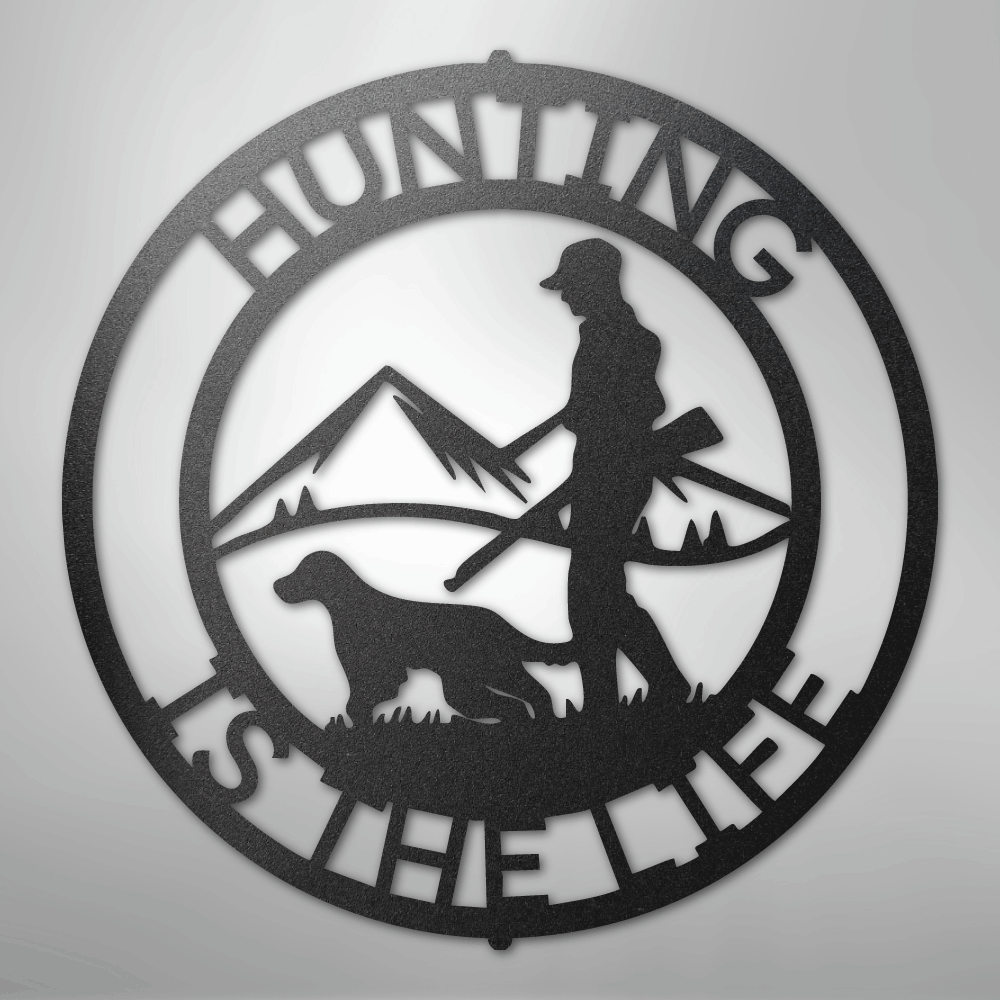 Custom Metal Wall Art - Personalized Deer Hunter Monogram Sign Black