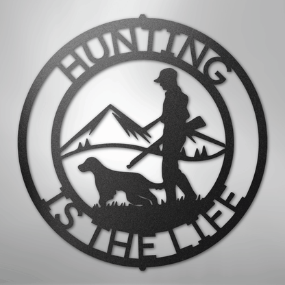 Custom Metal Wall Art - Personalized Deer Hunter Monogram Sign Black